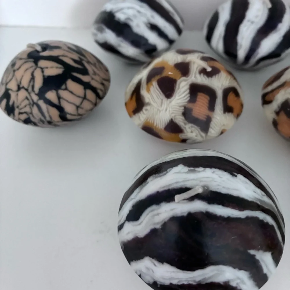 UNSCENTED Animal Print Candles  Shape: “mini-dome/mushroom” Total 10 candles